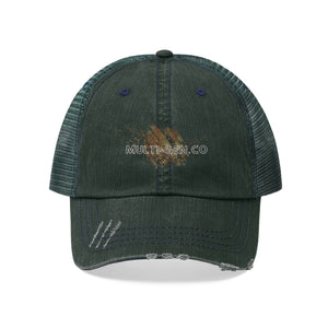 Multi-Gen.Co White and Gold Unisex Trucker Hat