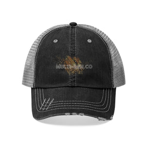 Multi-Gen.Co White and Gold Unisex Trucker Hat