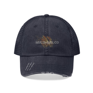 Multi-Gen.Co White and Gold Unisex Trucker Hat